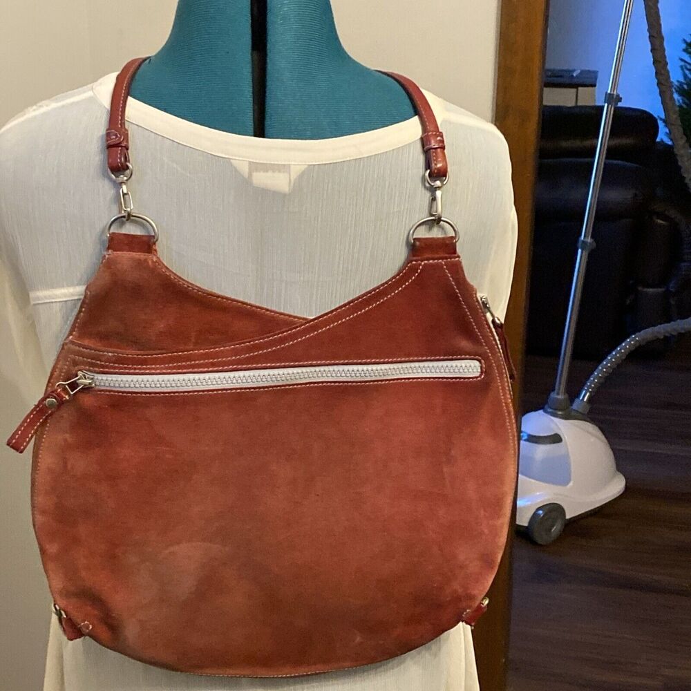 Vintage Cole Haan Red Suede Purse Back Pack Purse Bag Y2K Boho